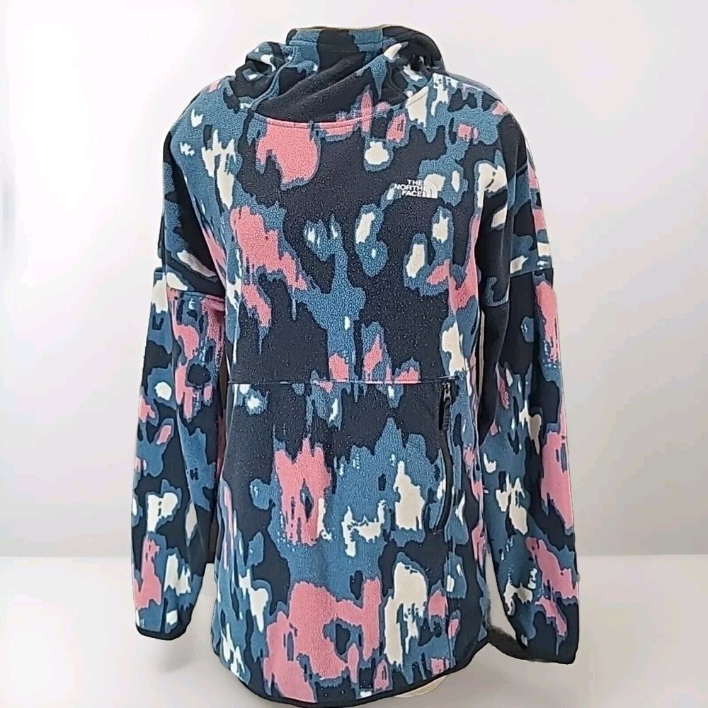 The North Face Glacier Pullover Fleece Hoodie Blue/Pink Abstract Print S P - Picture 3 of 16